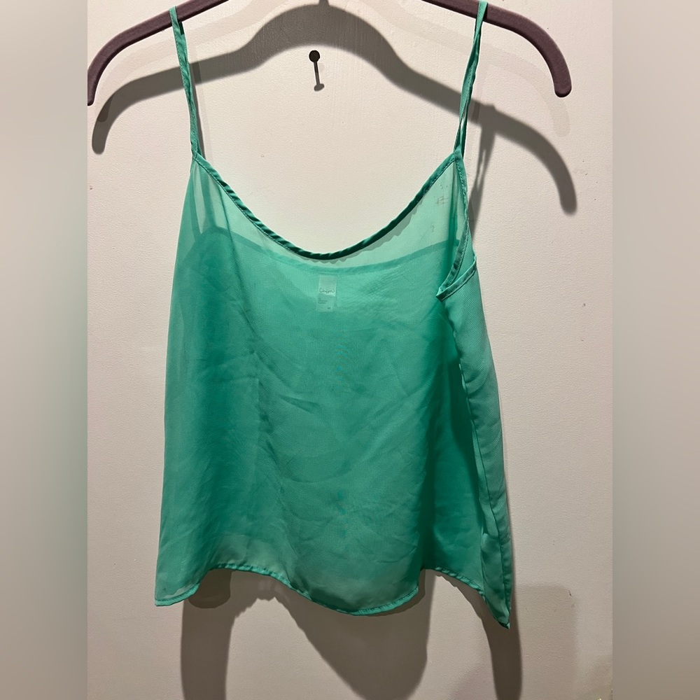 American apparel, chiffon turquoise, spaghetti, strap top